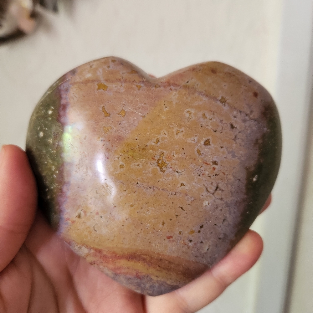 Large ocean jasper heart with pink